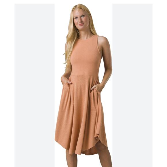 prAna Cozy Up Bayjour Dress size XL pockets sleeveless pink sand Gorpcore casual - Picture 1 of 8